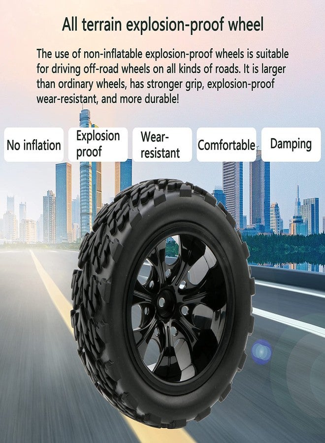 Rowiz 4x 1:10 RC Monster Truck Car Wheels Rubber RC Tires with 7 Spokes Wheel Rim Black RC Parts - Image 5